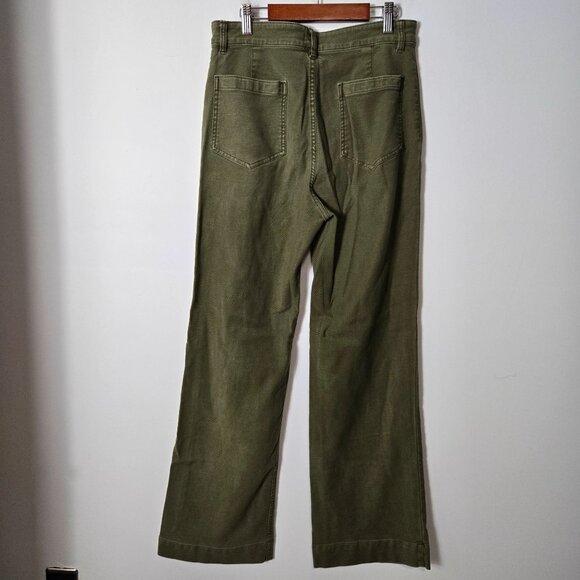 Faherty Women's Size 30 Wide Leg Stretch Terry Patch Pocket Pants Olive Green - Picture 4 of 11